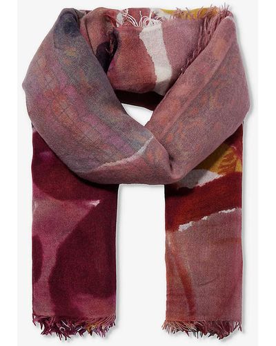 Dianora Salviati Graphic-pattern Large Cashmere And Silk-blend Scarf - Red