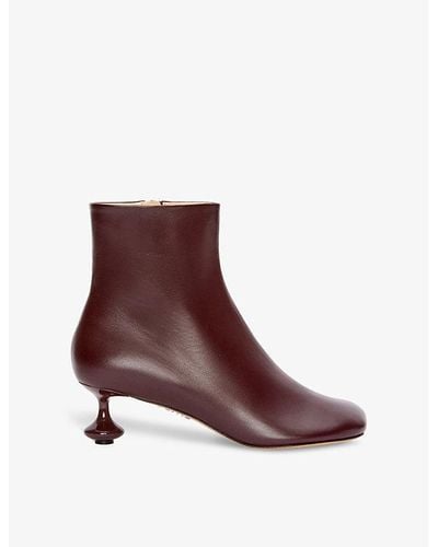 Loewe Toy Sculpted-heel Leather Ankle Boots - Brown