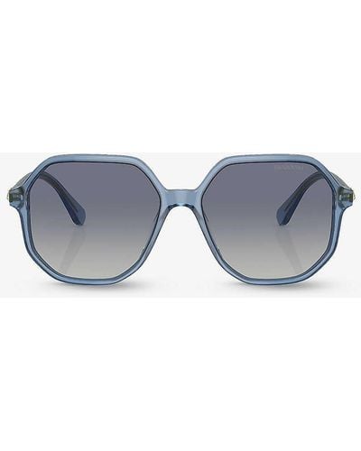 Swarovski Sk6003 Irregular-frame Gem-embellished Acetate Sunglasses - Blue