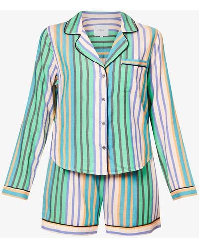 Rails Kellen Striped Rayon And Cotton-blend Pajama Set - Blue