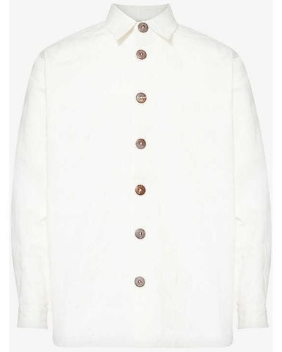 LABRUM LONDON Monogram-embroidered Long-sleeved Cotton-blend Shirt - White