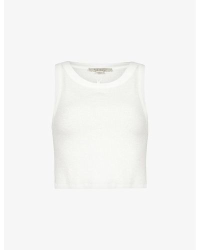 AllSaints Rina Cropped Woven Top - White