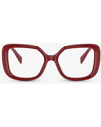 Prada Pr 10zv Square-frame Acetate Eyeglasses - Red