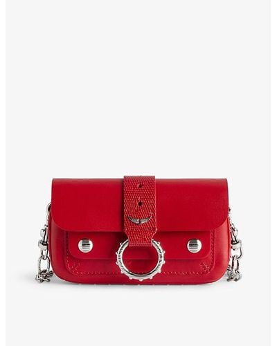 Zadig & Voltaire Kate Stud-embellished Leather Wallet Bag - Red