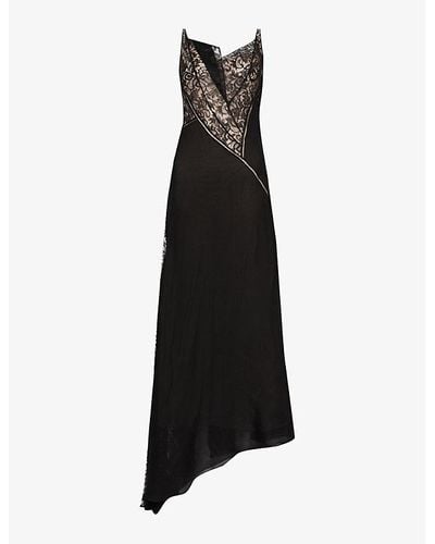 Givenchy Sleeveless Lace-panelled Silk Gown - Black