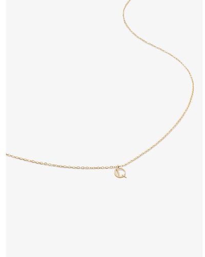 Monica Vinader Small Letter Q 14ct Yellow-gold Pendant Necklace - White