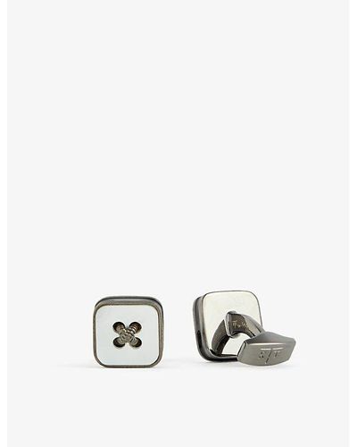 Tateossian Paragon Black Mother-of-pearl Cufflinks - White