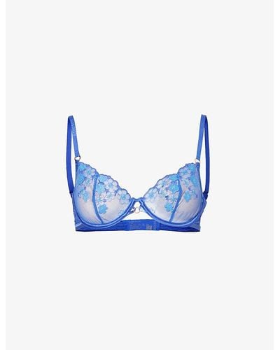 Lounge Underwear Tyra Floral-embroidered Lace Bra - Blue