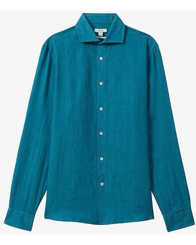 Reiss Ruban Regular-fit Linen Shirt - Blue