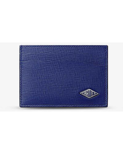 Cartier Losange Logo-plaque Leather And Palladium Card Holder - Blue