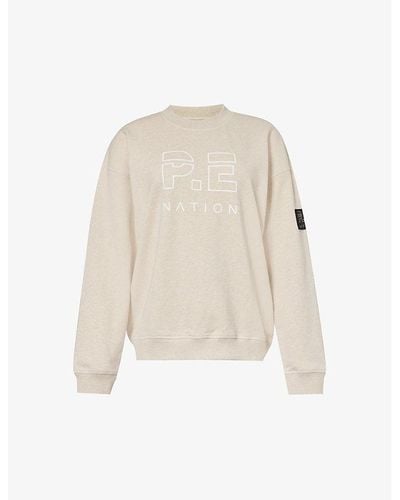 P.E Nation Heads Up Logo-print Organic-cotton Sweatshirt X - White