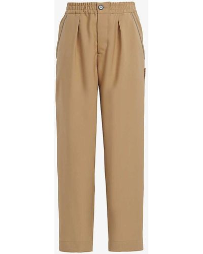 Marni Mid-rise Tapered-leg Wool Trousers - Natural