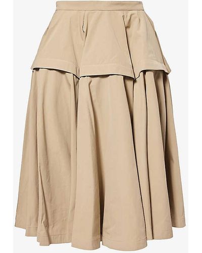 Bottega Veneta Compact Slip-pocket Cotton Midi Skirt - Natural