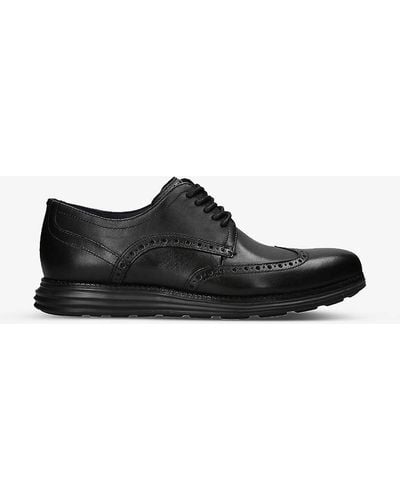 Cole Haan Grand Wing Leather Derby Shoes - Black