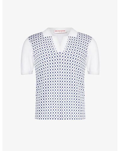 Orlebar Brown Horton Graphic-print Silk And Cotton-blend Polo Shirt - Blue