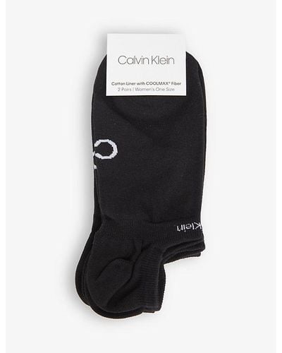 Calvin Klein Coolmax® Knitted Ankle Socks Pack Of Two - Black