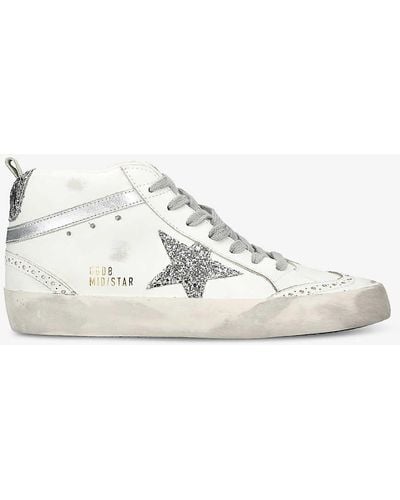 Golden Goose Mid Star 80185 Logo-print Leather Mid-top Trainers - White
