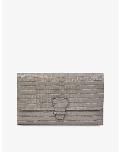 Aspinal of London Classic Crocodile-embossed Leather Travel Wallet - Gray