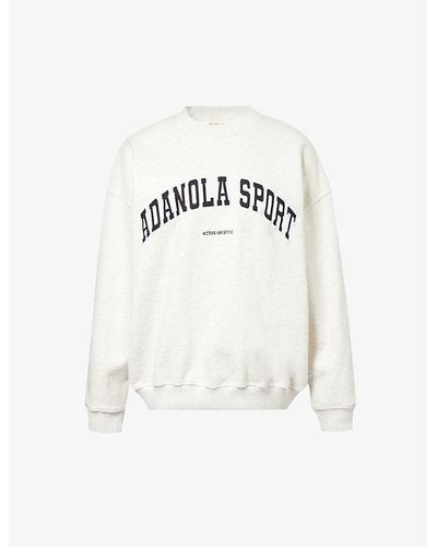 ADANOLA Varsity Brand-embroidered Organic-cotton Sweatshirt - White