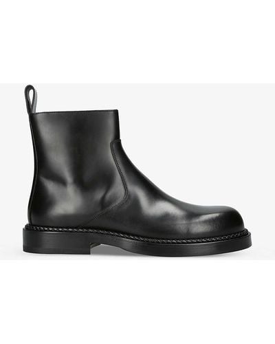 Bottega Veneta Strut Leather Ankle Boots - Black
