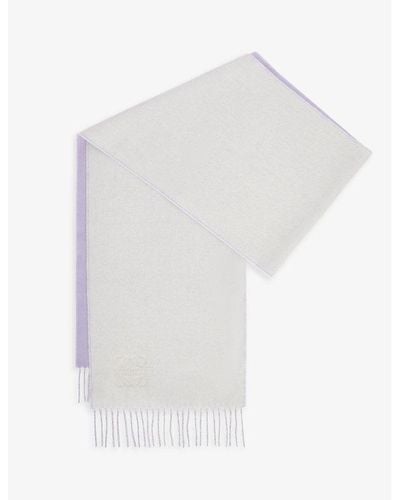 Loewe Anagram-embroidered Wool And Cashmere-blend Scarf - White