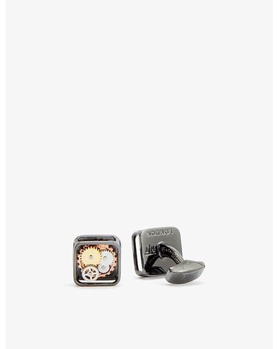 Tateossian Square Brass, Stainless Steel And Enamel Cufflinks - White