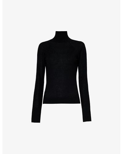 Alaïa High-neck Cut-out Wool Sweater - Black