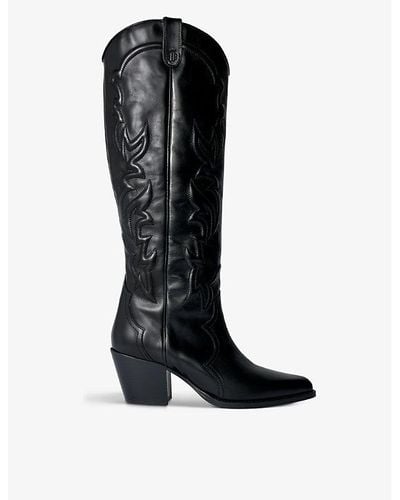 Maje Western-style Leather Cowboy Boots - Black