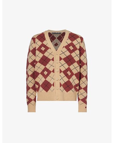 Acne Studios Kwanny Argyle-pattern Wool-blend Cardigan - Multicolor