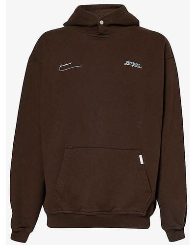 Represent Patron Of The Club Brand-print Cotton-jersey Hoody - Brown