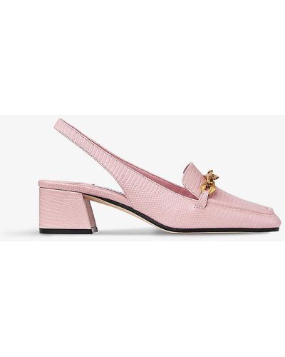Jimmy Choo Diamond Tilda Leather Heeled Loafers - Pink