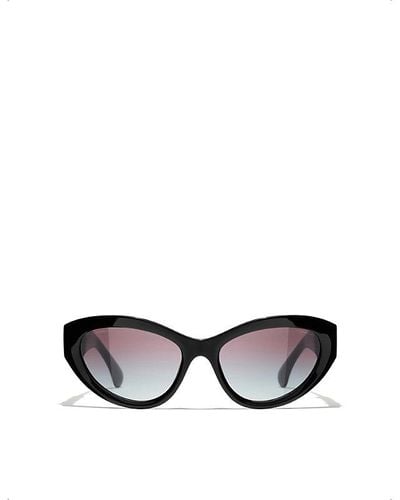 Chanel Ch5513 Cat Eye-frame Acetate Sunglasses - Black