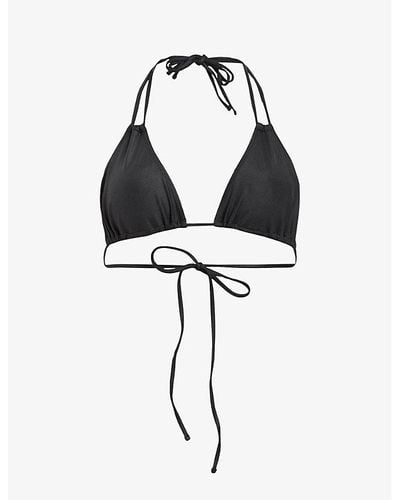 AllSaints Erica Double-strap Halter-neck Stretch-woven Bikini Top - Black