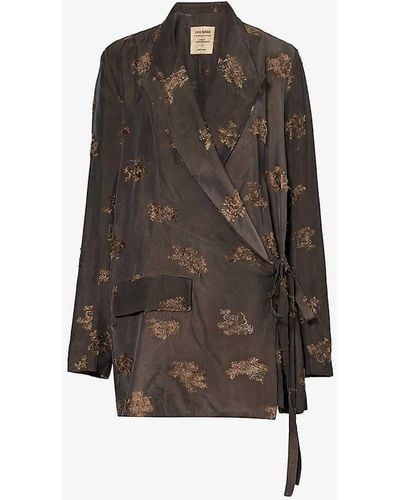 Uma Wang Khloe Distressed-pattern Woven Jacket - Brown