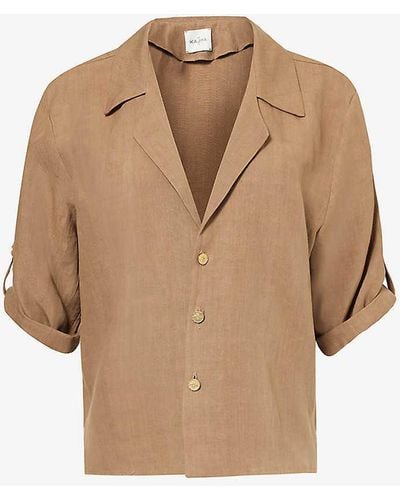 LeKasha Camp-collar Relaxed-fit Linen Shirt - Natural
