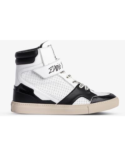 Zadig & Voltaire Zv1747 Graffiti-print Low-top Leather Sneakers - White