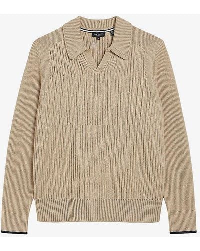 Ted Baker Ademy Ribbed Knitted Jumper - Natural