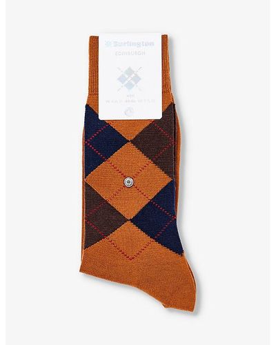 Burlington Edinburgh Brand-plaque Wool-blend Socks - Multicolour