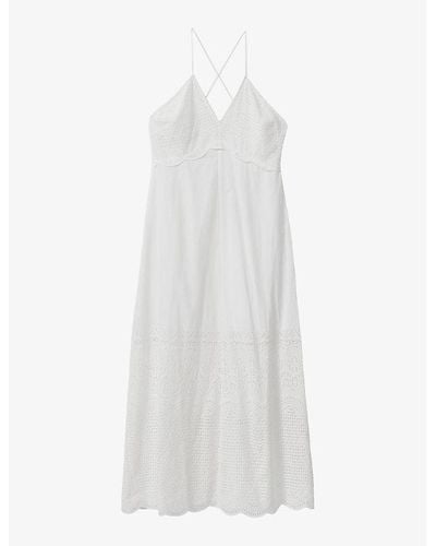 Reiss Tate Broderie-embroidered Cotton Maxi Dress - White