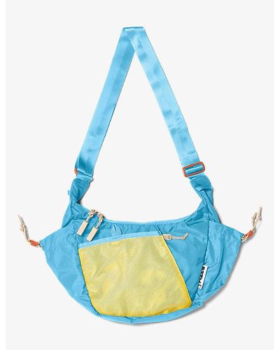 BABOON TO THE MOON Crescent Brand-patch Recycled-polyester Crossbody Bag - Blue