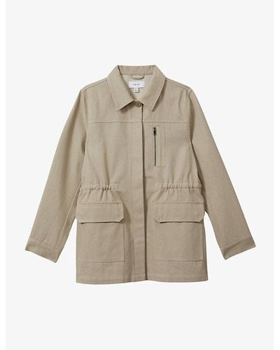 Reiss Brooklyn Patch-pocket Cotton Jacket - Natural