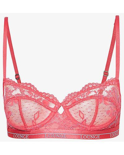 Lounge Underwear Blossom Floral-embroidered Stretch-lace Bra - Pink