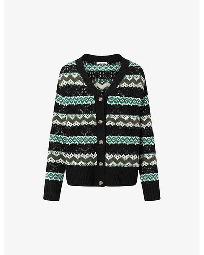 Nué Notes Luca Intarsia Knitted Wool-blend Knitted Cardigan - Green