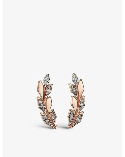 Tiffany & Co. Tiffany Victoria® Vine 18ct Rose-gold 0.33ct Marquise And Round-cut Diamond Earrings - Metallic