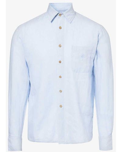 Boardies Brand-embroidered Relaxed-fit Linen Shirt - Blue