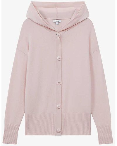 Reiss Evie Hooded Wool-blend Cardigan - Pink