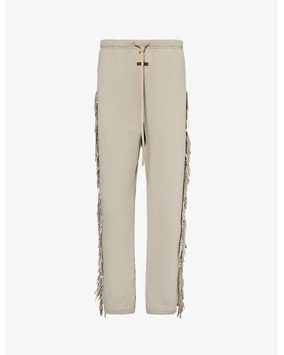 Fear Of God Fringed Relaxed-fit Cotton-jersey jogging Bottoms - Natural