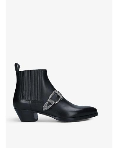 Gucci Zahara Buckle-front Leather Ankle Boots - Black