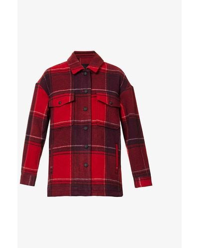 IKKS Checked Wool-blend Jacket X - Red