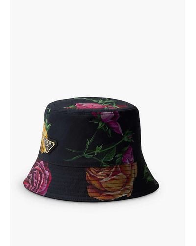 Prada Reversible Floral-print Cotton Bucket Hat Xxx - Black